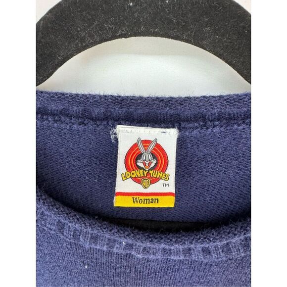 Vintage 90s Warner Bros Women’s Blue Tweety Looney Tunes Oversized Sweater XL - Picture 3 of 11